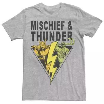 Мужская футболка с текстовым плакатом Marvel Thor & Loki Mischief And Thunder Licensed Character