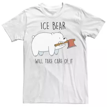 Мужская футболка с топором Cartoon Network We Bare Bears Ice Bear Take Care Of It Licensed Character, белый