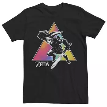 Мужская футболка с треугольниками и портретом Zelda Link Tie Dye Licensed Character
