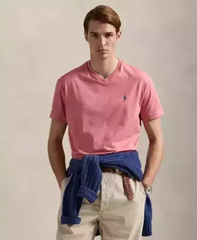 Мужская футболка с V-образным вырезом Classic-Fit Polo Ralph Lauren, розовый