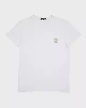 Мужская футболка с v-образным вырезом и логотипом Versace, цвет Optical White