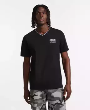 Мужская футболка с V-образным вырезом и коротким рукавом с нагрудным лейблом Ecko Unltd, черный
