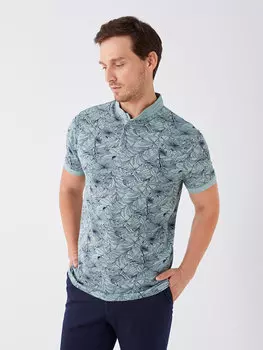 Мужская футболка с великолепным воротником и коротким рукавом с рисунком LCWAIKIKI Classic, сизый