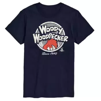 Мужская футболка с винтажным логотипом Woody Woodpecker Licensed Character, синий