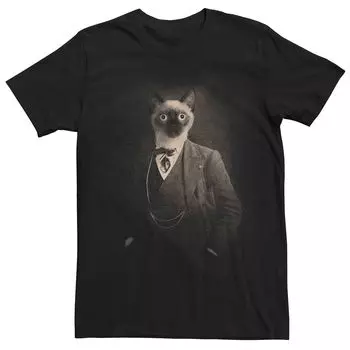 Мужская футболка с винтажным портретным рисунком кота Licensed Character