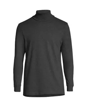 Мужская футболка с водолазкой Super-T Lands' End, цвет Dark charcoal heather
