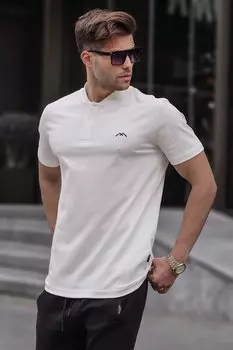 Мужская футболка с воротником экрю 6067 MADMEXT