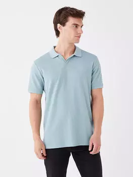 Мужская футболка с воротником-поло и коротким рукавом LCW Casual, матовый мятно-зеленый