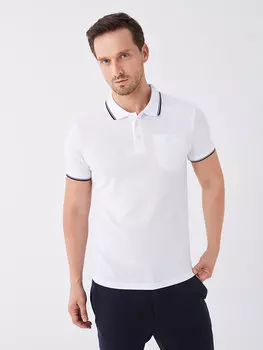 Мужская футболка с воротником-поло и коротким рукавом LCWAIKIKI Classic, буксе белый
