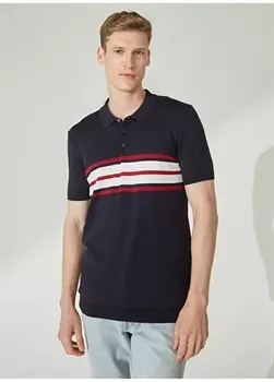 Мужская футболка с воротником-поло, темно-синяя - бордово-красная Beymen Business