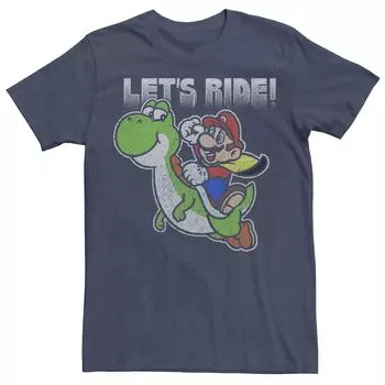 Мужская футболка с выцветшим портретом Super Mario Bros. Let's Ride Licensed Character