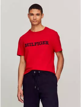 Мужская футболка с вышитым логотипом Tommy Hilfiger Monotype, цвет primary red