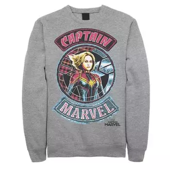 Мужская футболка с вышитым портретом и нашивками Marvel Captain Marvel