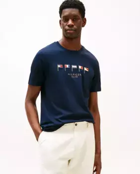 Мужская футболка с вышитыми флагами Tommy Hilfiger, белый