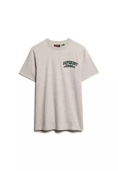 Мужская футболка с вышивкой Superstate Logo Футболка, логотип, круглый вырез, однотонная Superdry., серый