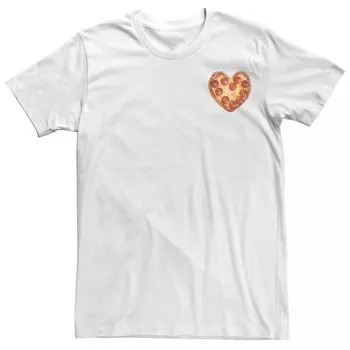 Мужская футболка с забавным рисунком на груди и левой грудью Pizza Heart Licensed Character, белый