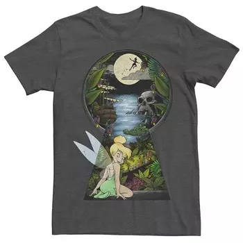 Мужская футболка с замочной скважиной Disney's Peter Pan Tinkerbell, цвет Charcoal Heather