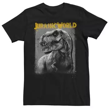 Мужская футболка с затенением профиля Jurassic World T-Rex Licensed Character, черный
