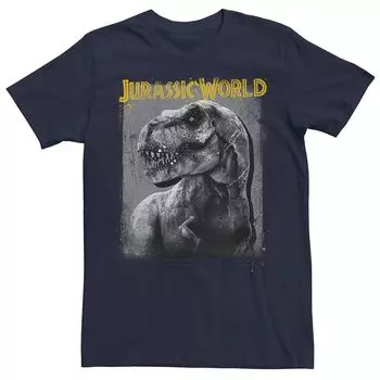 Мужская футболка с затенением профиля Jurassic World T-Rex Licensed Character, синий