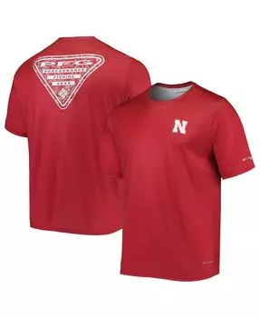 Мужская футболка scarlet nebraska huskers terminal tackle omni-shade Columbia