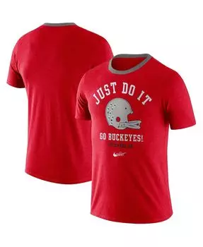Мужская футболка scarlet ohio state buckeyes vault helmet team tri-blend Nike