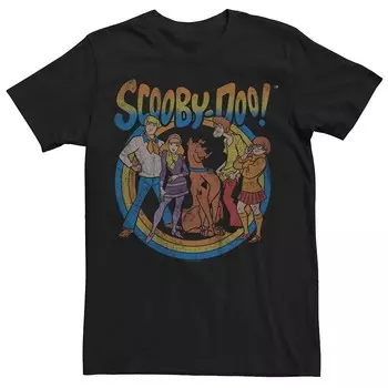 Мужская футболка Scooby Doo Mystery Gang в потертых цветах Licensed Character, черный