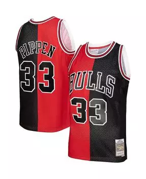Мужская футболка scottie pippen red, black chicago bulls big and tall hardwood classics 1997-98 split swingman jersey Mitchell & Ness, мульти