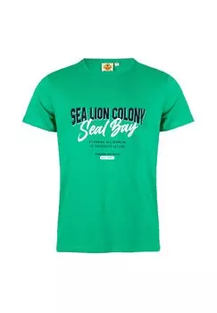 Мужская футболка Sea Lion с принтом спереди и круглым вырезом ROADSIGN australia, зеленый