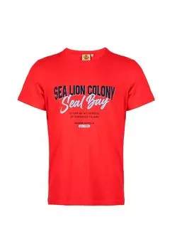 Мужская футболка Sea Lion с принтом спереди и круглым вырезом ROADSIGN australia, красный