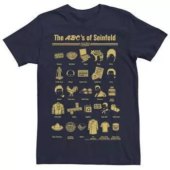 Мужская футболка Seinfeld The ABC's Of Seinfeld Icon Grid Licensed Character, темно-синий