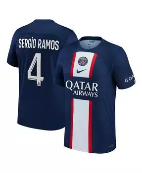 Мужская футболка sergio ramos blue paris saint-germain 2022/23 home replica player jersey Nike, синий