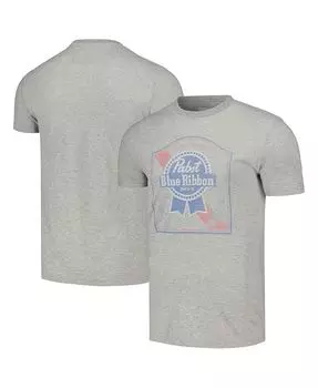 Мужская футболка серого цвета с эффектом потертости Pabst Blue Ribbon в винтажном стиле Fade American Needle, серый