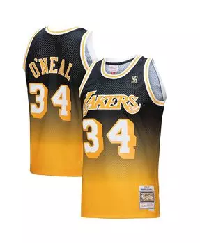 Мужская футболка shaquille o'neal gold, black los angeles lakers 1996/97 hardwood classics fadeaway swingman player jersey Mitchell &amp; Ness, мульти
