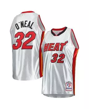 Мужская футболка shaquille o'neal platinum miami heat 2005-06 hardwood classics 75th anniversary swingman jersey Mitchell & Ness