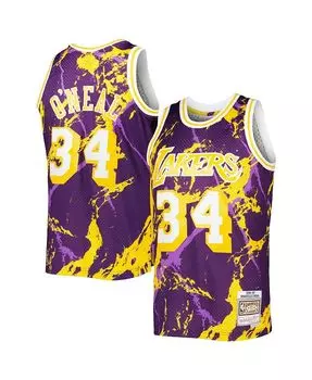 Мужская футболка Shaquille O'Neal Purple Los Angeles Lakers 1996-97 Hardwood Classics Marble Swingman Mitchell & Ness, фиолетовый