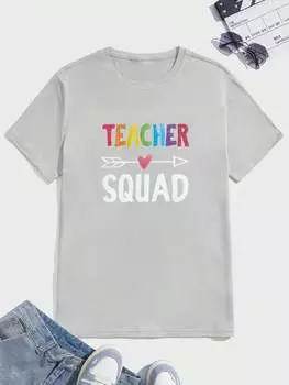 Мужская футболка широкого кроя Manfinity, буквы, узор, светло-серый