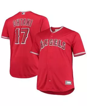 Мужская футболка shohei ohtani red los angeles angels big and tall replica player Profile, красный