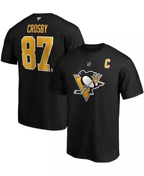 Мужская футболка Sidney Crosby Pittsburgh Penguins Team Authentic Stack Fanatics, черный