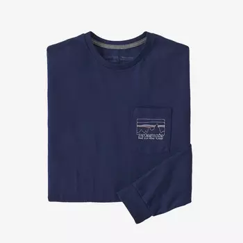 Мужская футболка Skyline Pocket Responsibili 73 с длинными рукавами Patagonia, синий