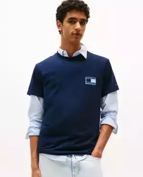 Мужская футболка slim fit с коротким рукавом Tommy Jeans, темно-синий