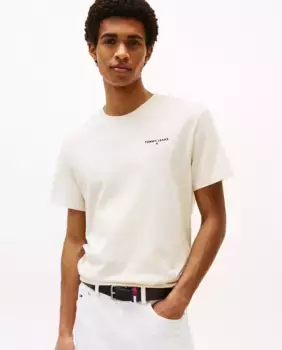Мужская футболка slim fit с коротким рукавом Tommy Jeans, кремовый