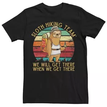 Мужская футболка Sloth Hiking Team Get There When We Get There с графическим рисунком Licensed Character, черный