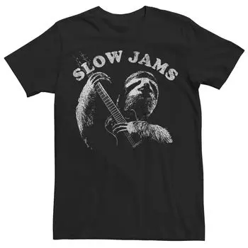 Мужская футболка Slow Jams Sloth с черно-белой фотографией и забавной фотографией Licensed Character