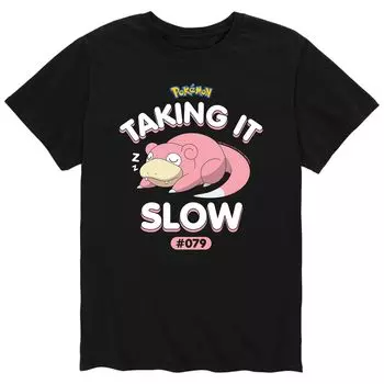 Мужская футболка Slowpoke с надписью «Taking It Slow» с изображением покемонов Licensed Character