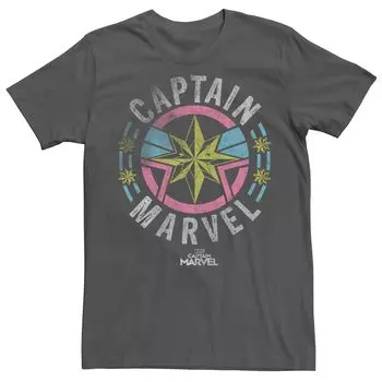 Мужская футболка со значком в стиле ретро в цветах Captain Marvel Licensed Character