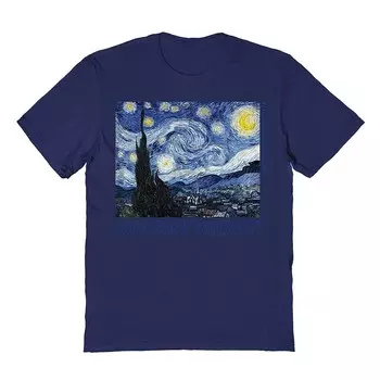 Мужская футболка со звездным текстом Van Gogh Licensed Character, темно-синий