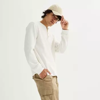 Мужская футболка Sonoma Goods For Life Henley, цвет Ivory