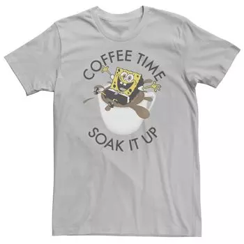 Мужская футболка Spongebob Coffee Time Soak It Up Portrait Licensed Character