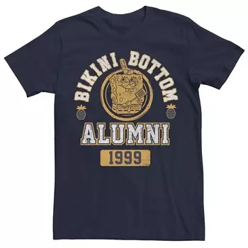 Мужская футболка Spongebob Squarepants 1999 Bikini Bottim Alumni Crest Licensed Character, темно-синий
