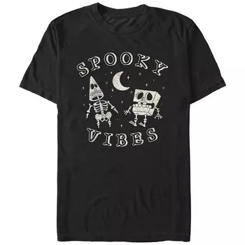 Мужская футболка SpongeBob SquarePants And Патрик Spooky Vibes с рисунком Marvel, черный